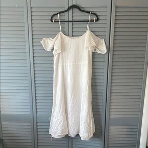 Halston Heritage White Off-Shoulder Midi Dress